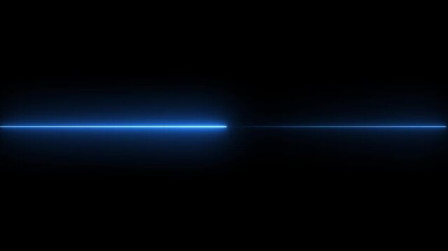 Glowing straight neon line animation on black background.