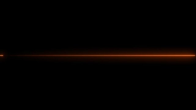 Glowing straight neon line animation on black background.