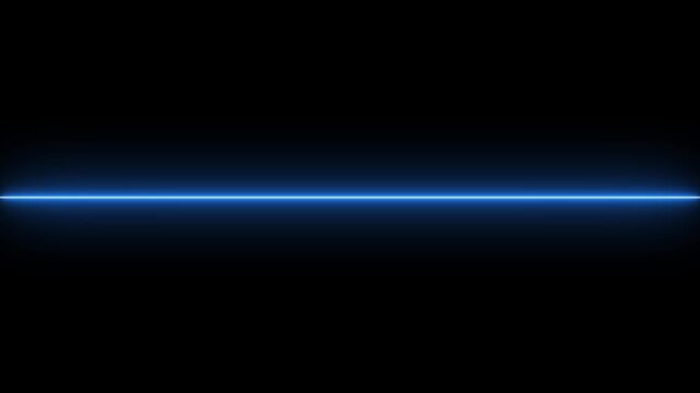 Glowing straight neon line animation on black background.