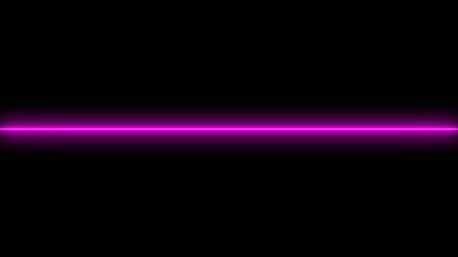 Glowing straight neon line animation on black background.