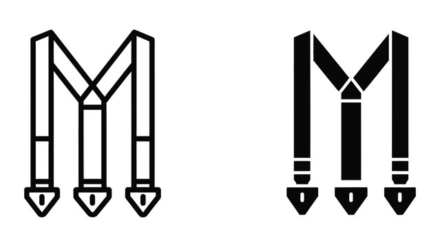 Modern stylized letter m with suspenders icon design