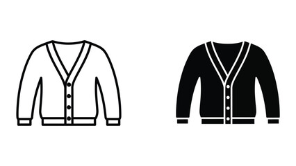 Black and white v-neck cardigan sweater illustration © Jahidul