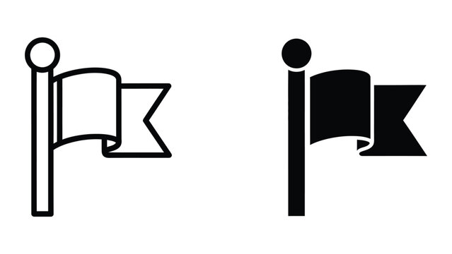 Black and white flag icon with pole