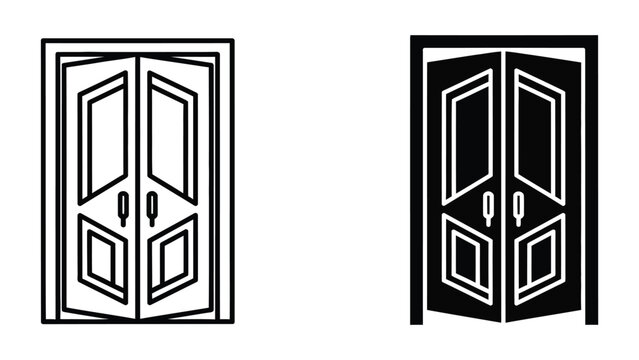 Elegant black and white double door design vector illustration