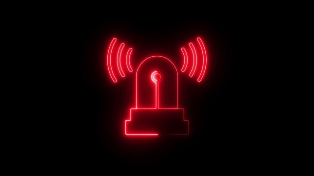 Glowing neon siren-light icon animation on the transparent background.
