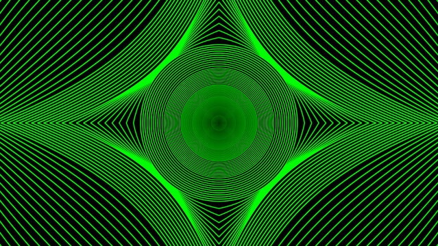 Abstract Futuristic Digital Technology Geometric Background with Green Lines on Black. Design for Background, Backdrop, Wallpaper, Template, Poster, Banner, Presentation, Website.