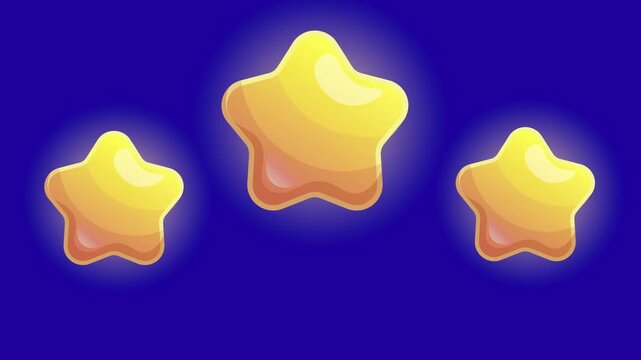 Cute three star rating animation. Cartoon style review icon floating in air