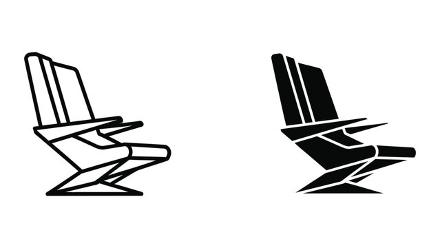 Minimalist modern chair icon in black and white contrast
