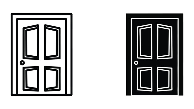 Simple black and white double doors illustration