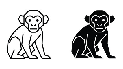 Two sitting monkey icons in contrasting styles © MDSAHIDUL