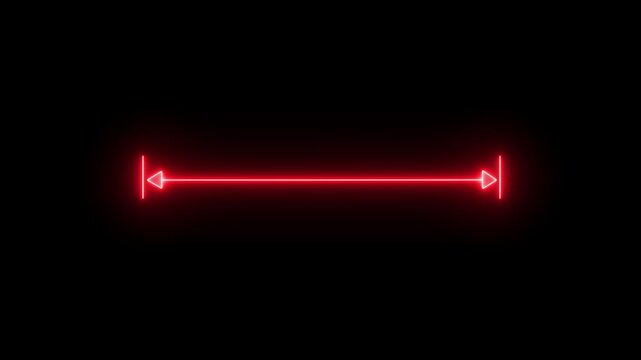 glowing neon measuring distance length dotted line 4k animation , on black background.