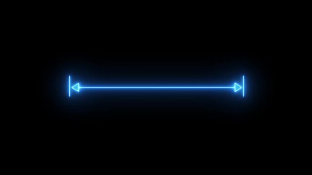 glowing neon measuring distance length dotted line 4k animation , on black background.