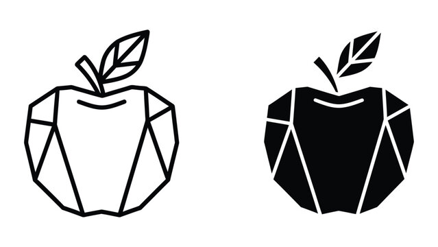 Minimalist apple logo with bite mark in geometric style
