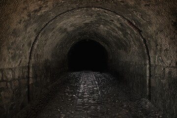Fototapeta premium Scary underground, old dark tunnel
