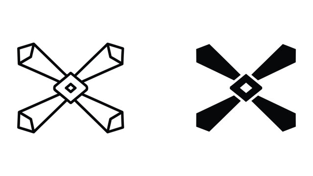 Modern abstract star shape with hexagonal arms and diamond center
