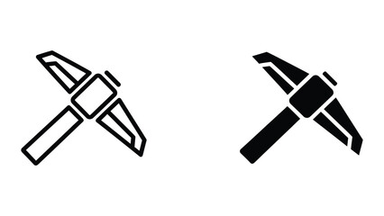 Black and white mining pickaxe and shovel icon set © MSTMURSHIDA