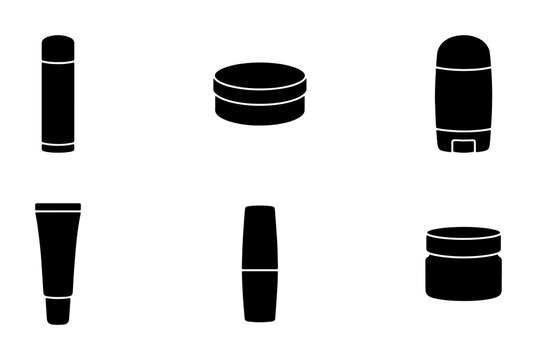 Cosmetic Packaging Icons, Skincare Product Vector Set, Beauty Container Graphics, Personal Care Product Shapes, 6 Items