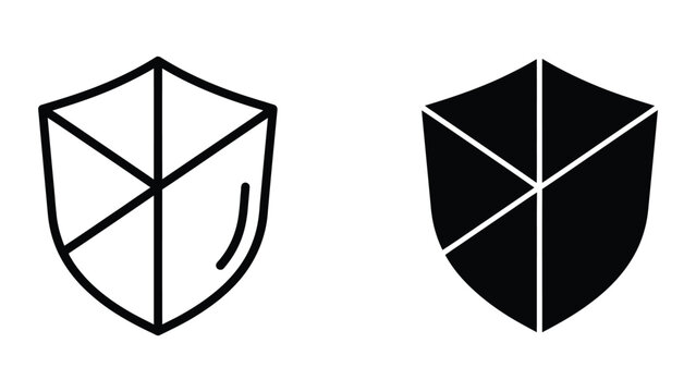 Modern shield icon with cube design in black and white