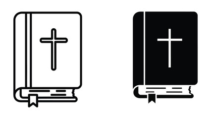 Obraz premium Bible icon with cross symbol in two color styles