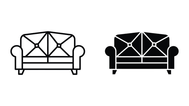 Black and white modern sofa with tufted backrest