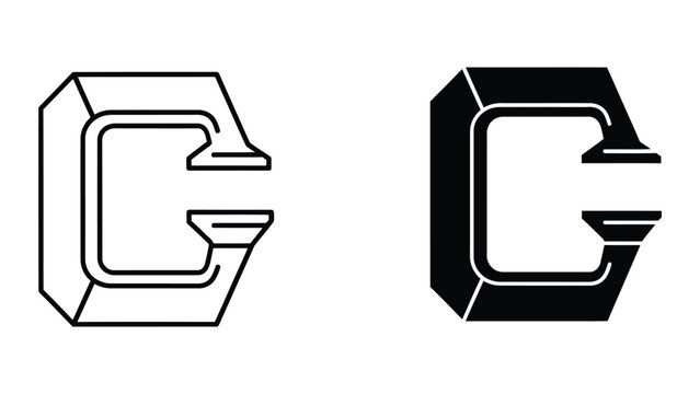 3d recycling symbol icon with arrow and letter c
