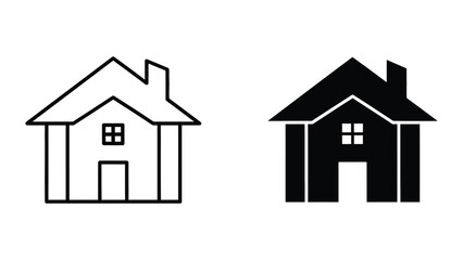 Obraz premium Simple black and white house icon pair with different styles