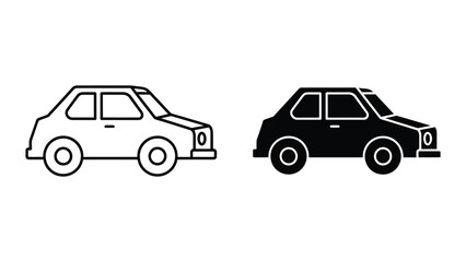 Obraz premium Minimalist car icon pair in black and white outline