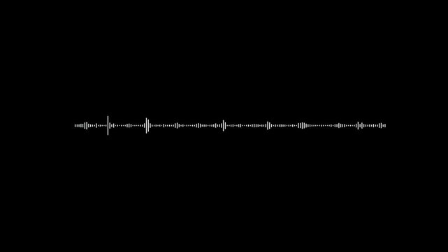 White audio waveform spectrum animation, clean white audio waveform animation, with smooth oscillation and minimalist sound design on dark black background 4k video