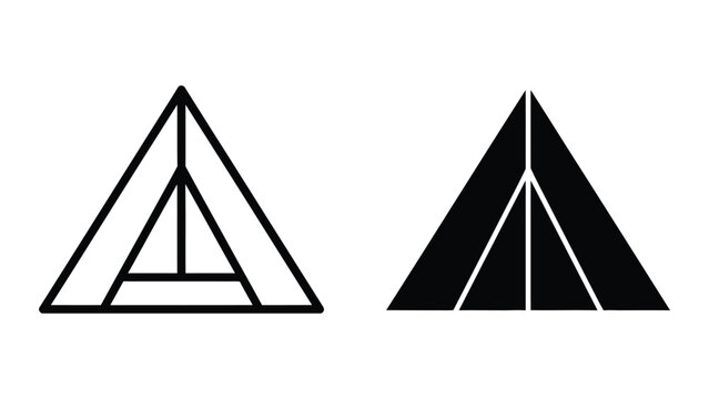 Geometric triangle with nested lines and filled version comparison