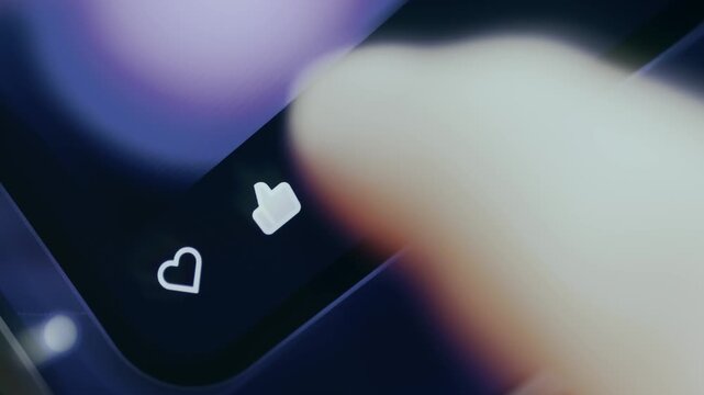User interaction with Like icon producing multiple animated hearts