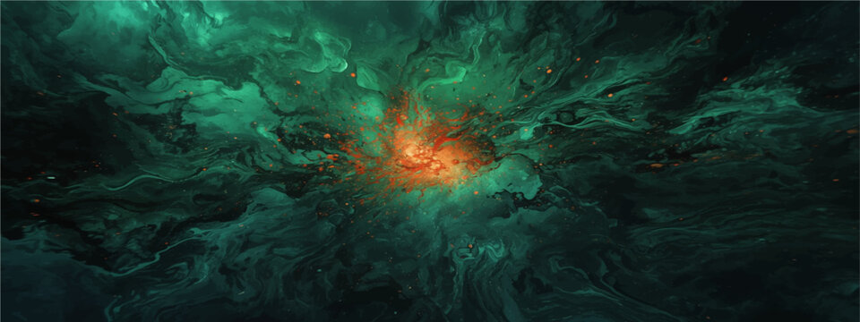 Vector Celestial aurora depicting an astral vortex of ethereal cosmic elements with a vibrant luminosity.