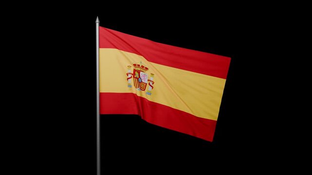 Spain Flag Waving Animation Alpha Transparent