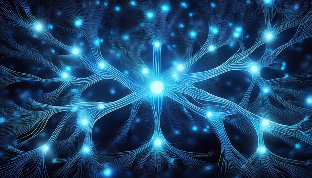 abstract image of glowing blue neurons network representing neural connections brain activity or complex systems ideal for science or technology backgrounds