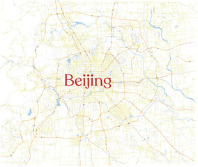 Obraz premium Beijing China Topographic Street Map Illustration 