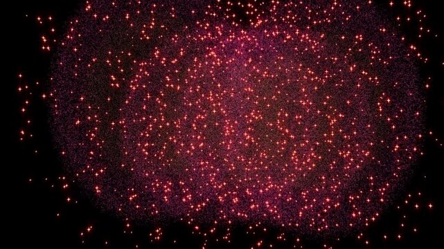 Colorful bursts of festive fireworks exploding and falling on a black night sky, perfect as an overlay or chroma key element for new year, celebration, seasonal greeting design, 4k seamless loop