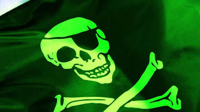 Ghost Ship Pirate Flag In Lightning Flashes