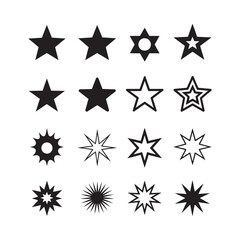 Obraz premium Collection of black star icons with varying numbers of points and designs