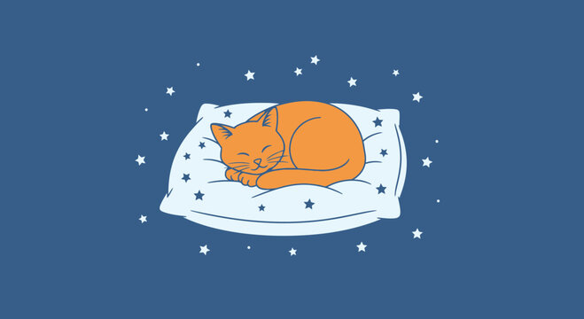 Sleeping Orange Cat on Pillow 2.