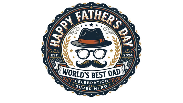 Father's Day badge depicts a dapper hat and glasses icon to honor the world's best dad annually.