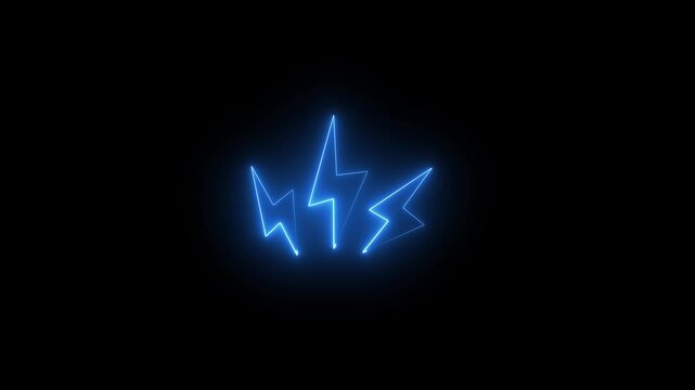 Neon bolt sign. neon lightning bolt. Glowing neon line Lightning bolt icon isolated on black background.4k neon video.