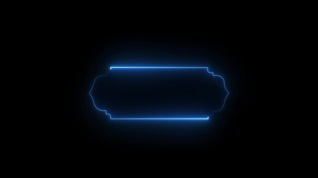 Neon effect Islamic pattern frame icon animation.4k motion video .