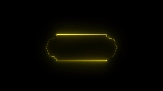 Neon effect Islamic pattern frame icon animation.4k motion video .
