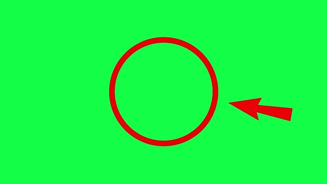 Green Screen Red Arrow Pointer with Circle Highlight Animation | Attention Grabber Chroma Key Overlay
