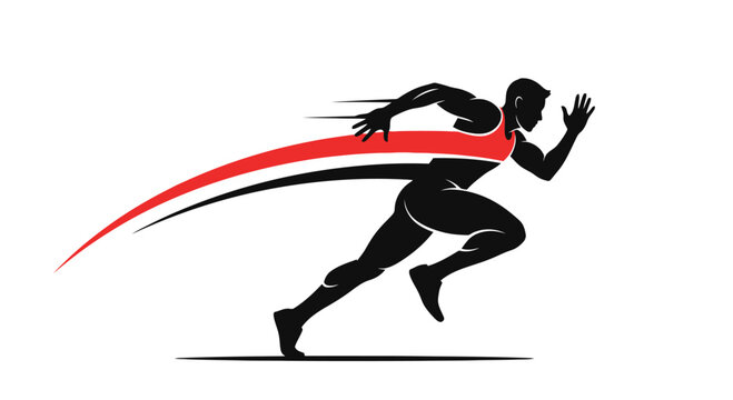 Athlete running fast with dynamic motion.