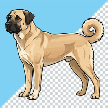 Pixel art illustration of a kangal dog standing with dog breed full body digital art illustration