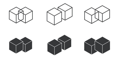 Obraz premium Six isometric cube with varying overlap and fill styles symbol geometric shape