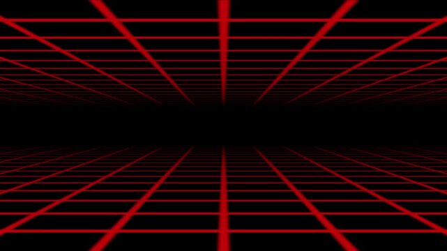 Futuristic cyber grid landscape, forward motion animation, retro 80s synthwave style, digital cyber terrain, particle effects, seamless sci fi loop black screen background 4k video.
