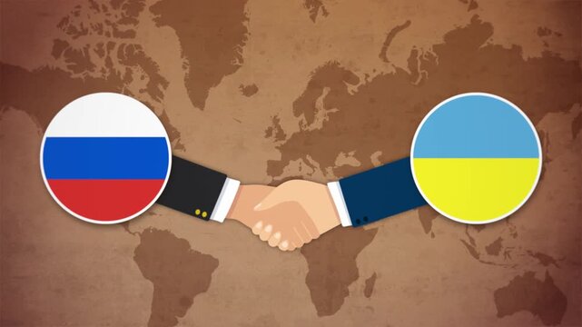 High Quality Animation Featuring Handshake of Russia and Ukraine