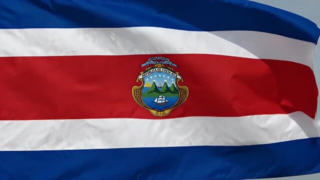 The video shows the national flag of Costa Rica, featuring five horizontal stripes in blue, white, and red.