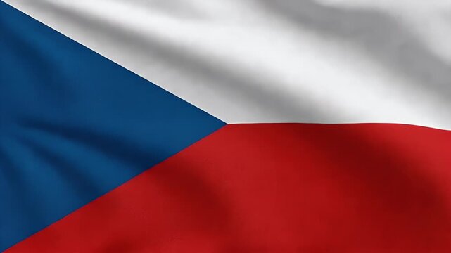The video showcases the national flag of the Czech Republic, featuring a blue triangle on the hoist side, with horizontal white and red bands extending across the remaining area.